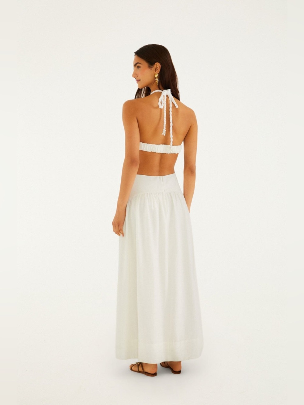 FARM Rio White Maxi Dress with Navy Floral and Starfish Appliqué - Picture 3 of 8